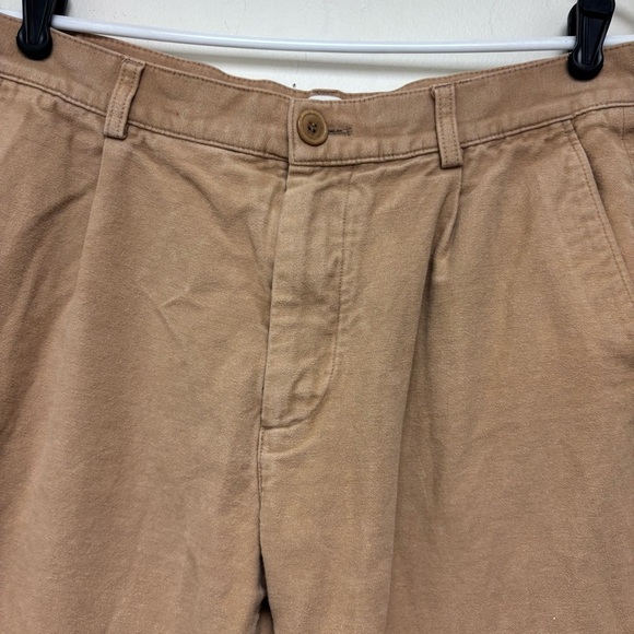 COS Mens Tan Pleated Soft Cotton Tapered Leg Trousers - Picture 5 of 11